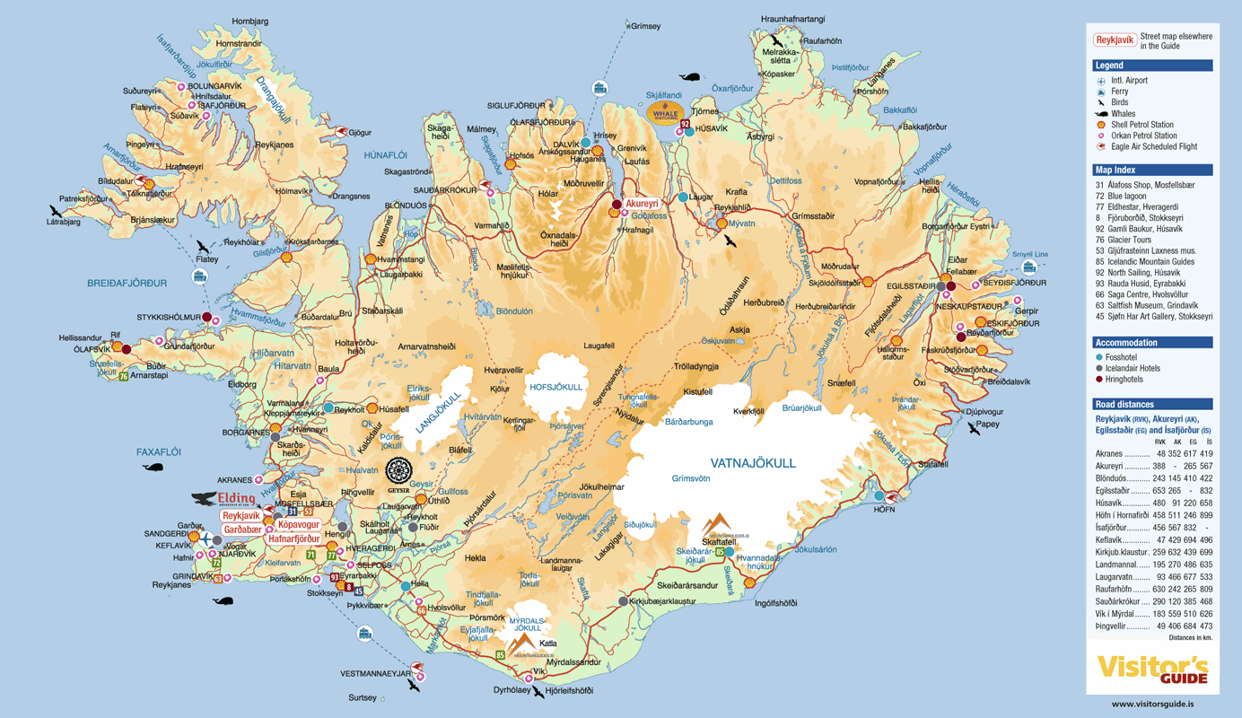 iceland tourist map